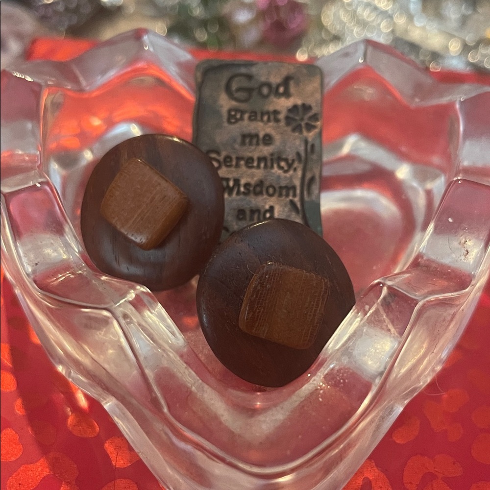 Vintage Brown Wooden Earrings